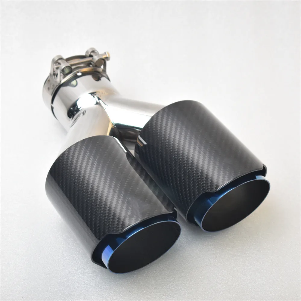 Silenciador de escape estilo fibra de carbono azul tuning