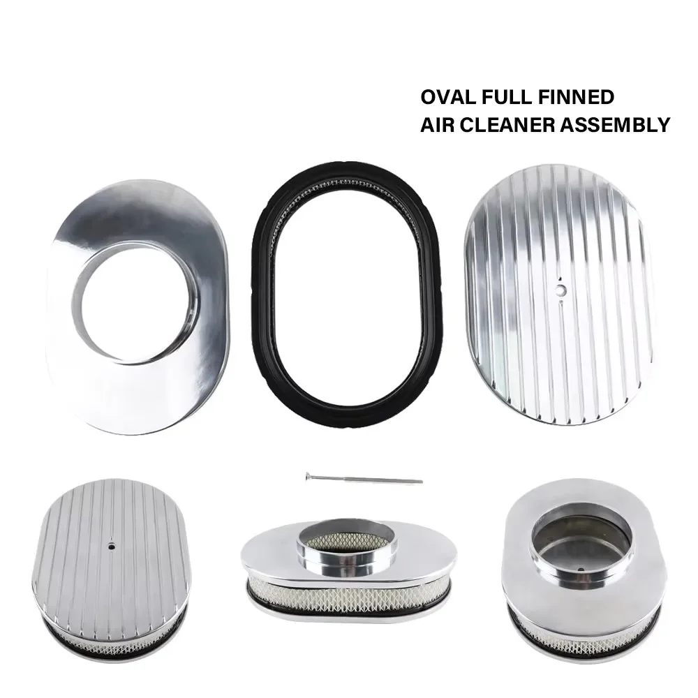 Filtro de aire ovalado de aluminio para Chevy Ford Hot Rod clásico - imagen 3