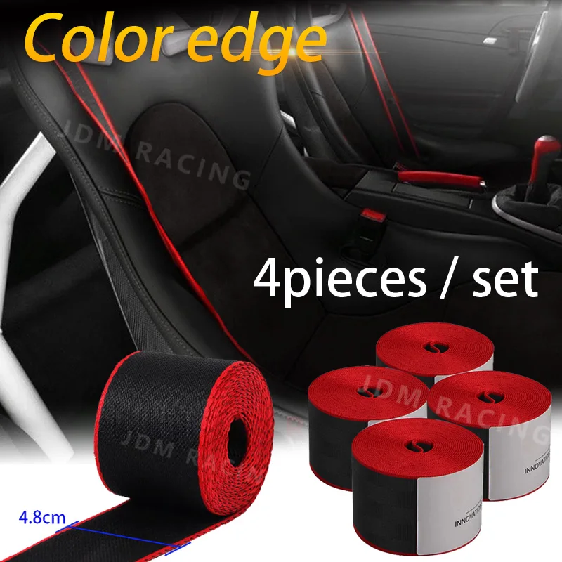Cinturón de seguridad de coche con borde rojo para conversión DIY
