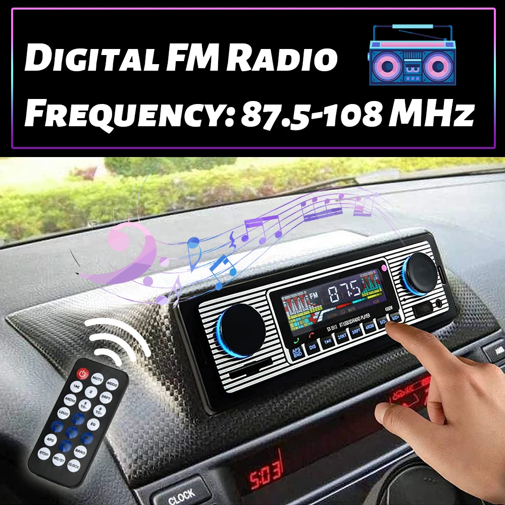 Radio coche vintage MP3 Bluetooth 12V - imagen 5