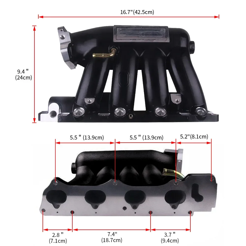 Colector de admisión de aluminio Honda Civic K20Z3 y Acura TSX K24A2