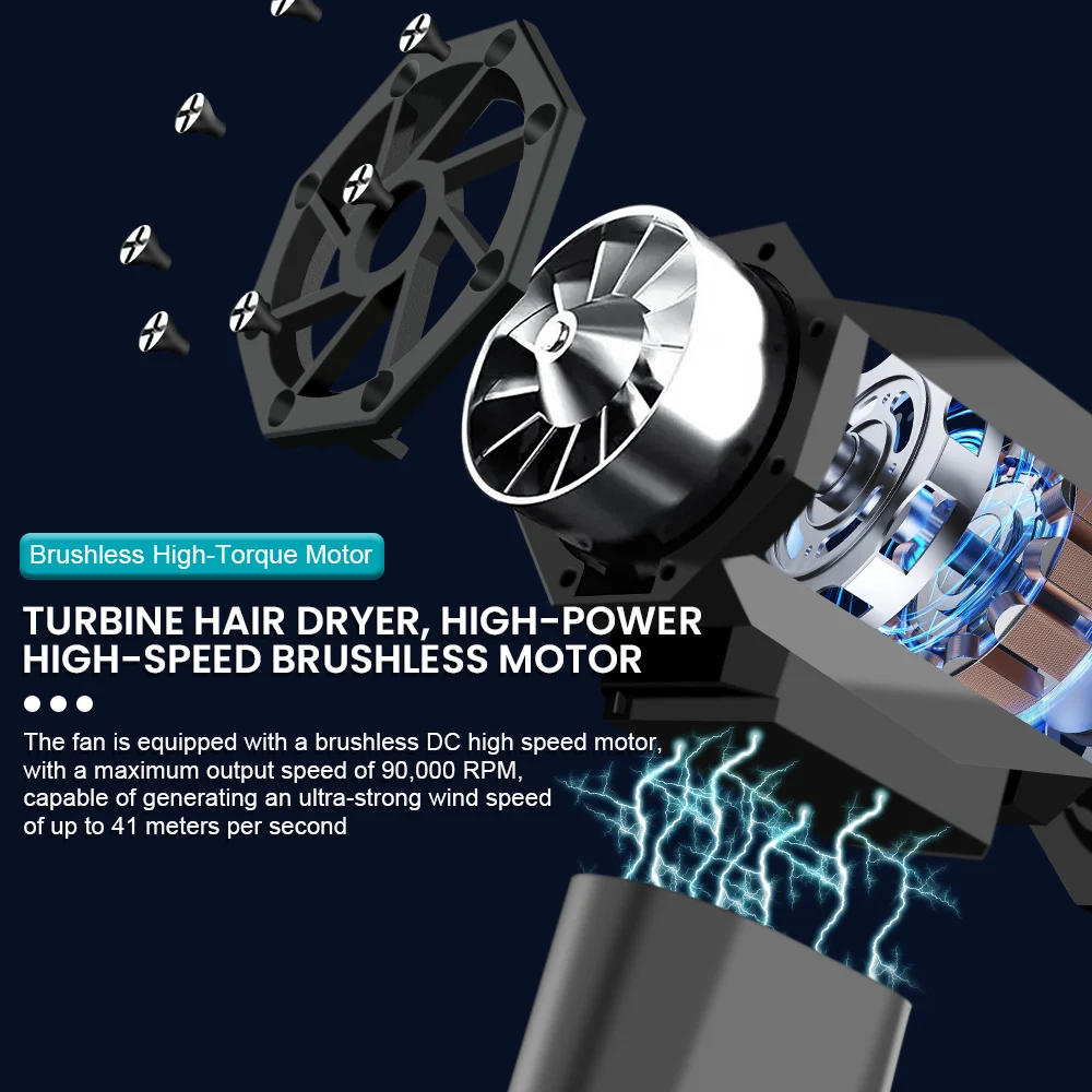 Soplador eléctrico Turbo Jet 130000 RPM carga USB-C para coche - imagen 5