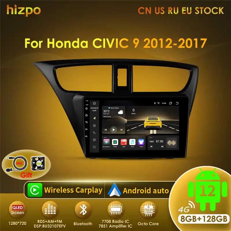 Autoradio 2Din Honda Civic 2012-2017 con CarPlay Android Auto GPS