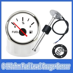 Medidor de nivel de combustible 52mm 0-190 Ohm retroiluminado 12V/24V
