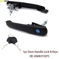 Manija puerta delantera derecha VW Polo con cerradura y llave, negro