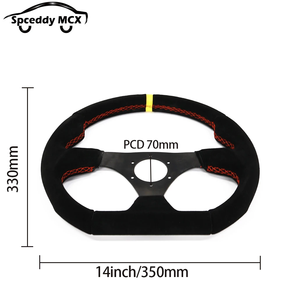 Spceddy-Volante de coche MCX de gamuza, 14 pulgadas, 350mm, forma de D, Dridt de carreras, volante deportivo modificado, anillo amarillo - imagen 4