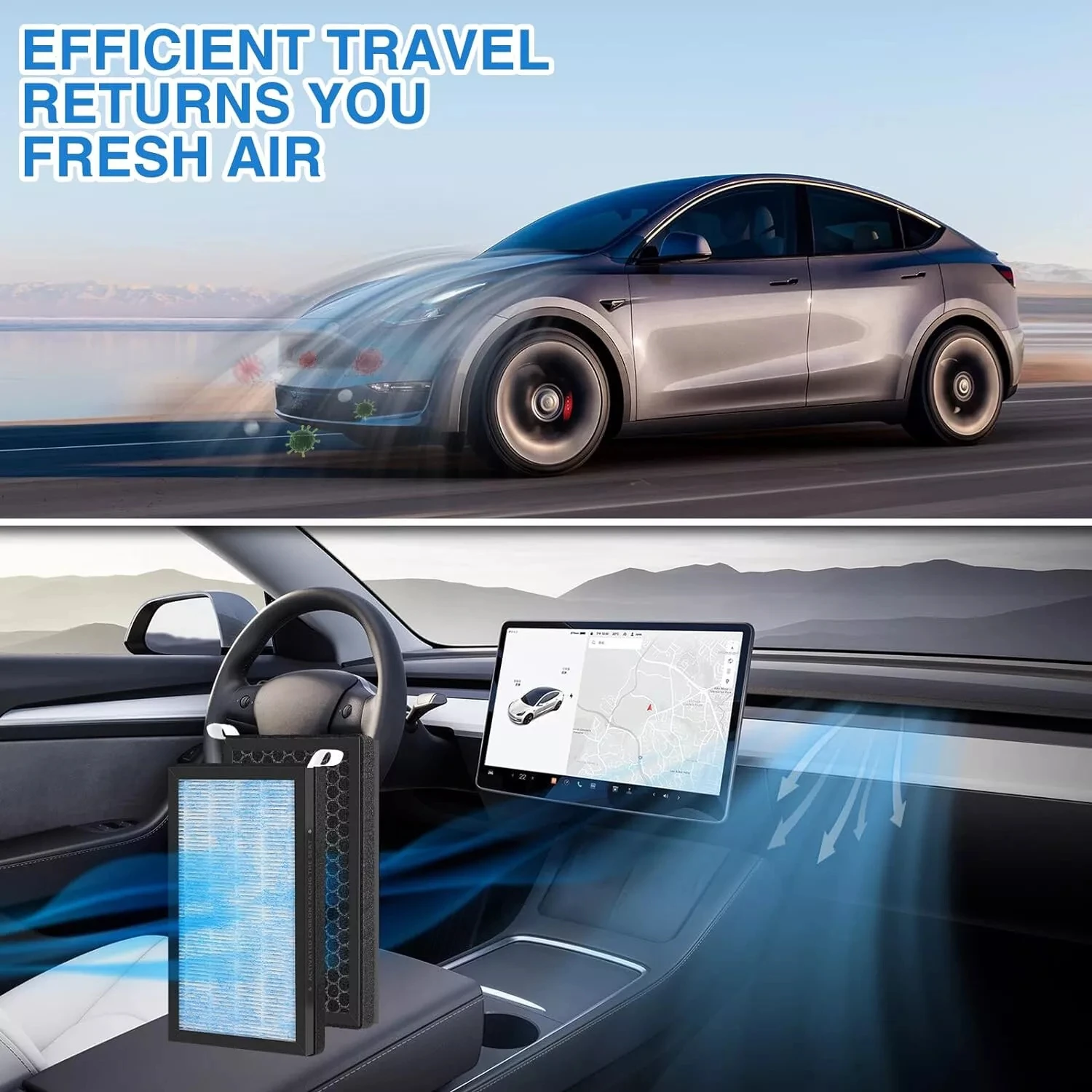 Filtro habitáculo carbón activado Tesla Model 3/Y HEPA - imagen 5