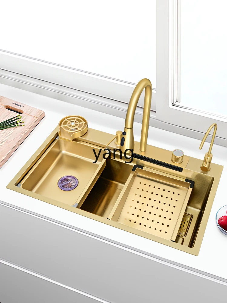 Lavabo Taichung individual grande con acabado dorado