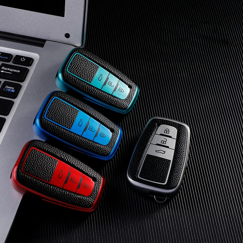 Funda de cuero TPU para llave de coche Toyota en color rojo