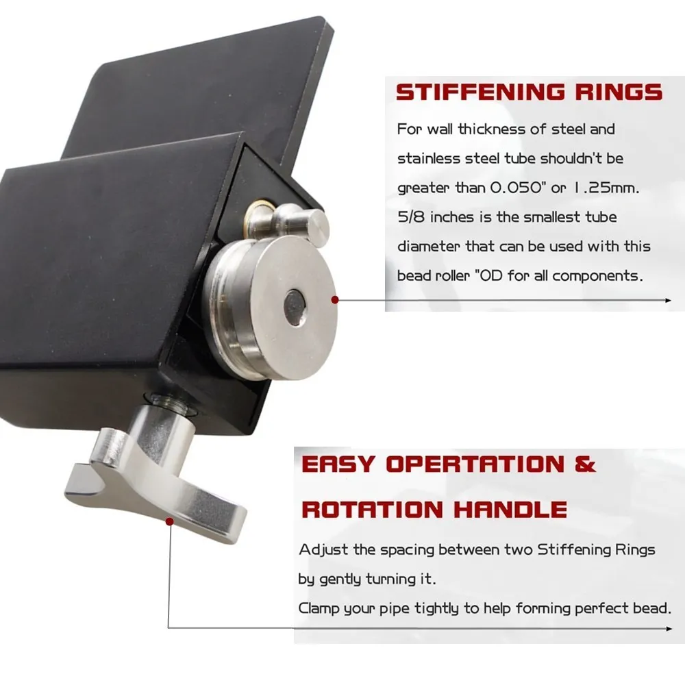 Herramienta de biselado de tubos, herramienta de prensado de tuberías de entrada y intercooler Manual de rodillo de cuentas compatible con tubos de identificación de 5/8" o más grandes de aluminio - imagen 5