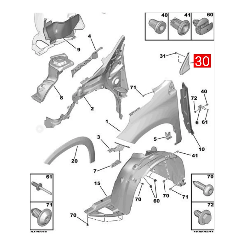 9678382380 Embellecedor triangular delantero para Peugeot 2008 - imagen 4