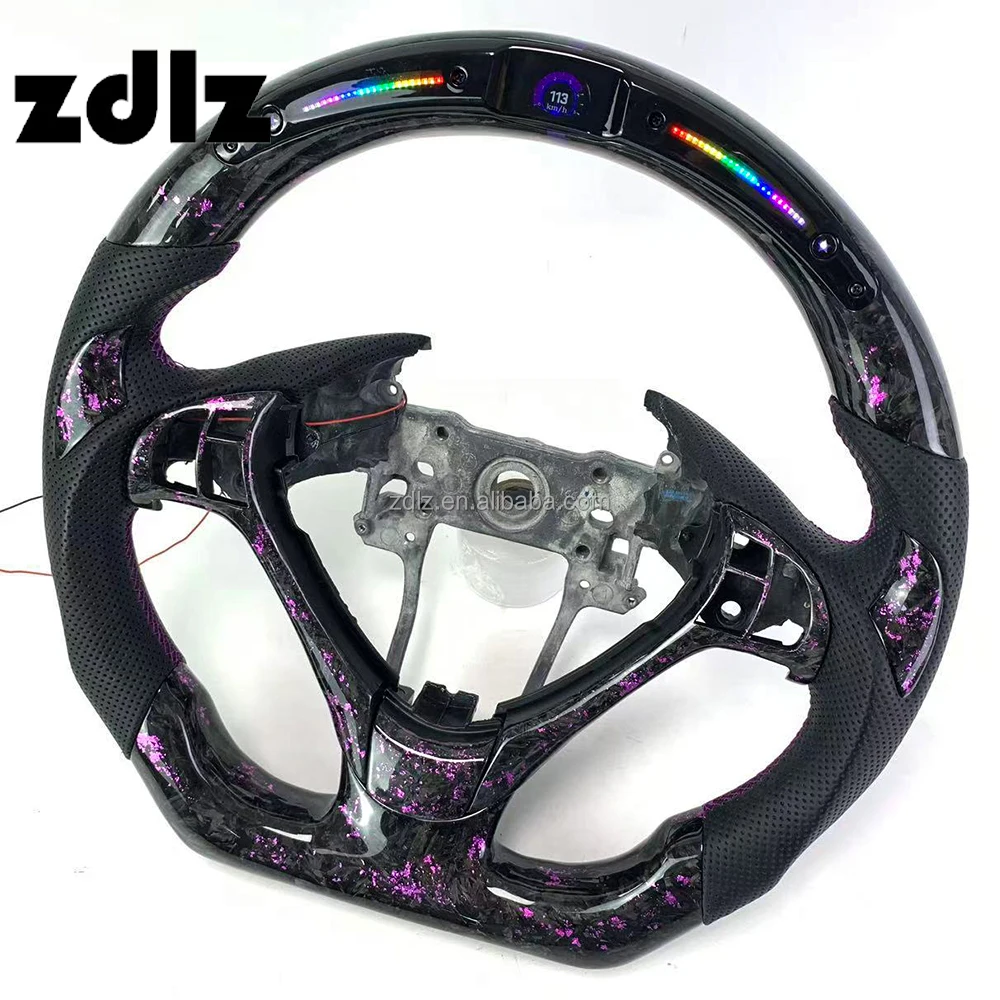 Volante de fibra de carbono forjado púrpura con LED – Acura TLX/MDX - imagen 3