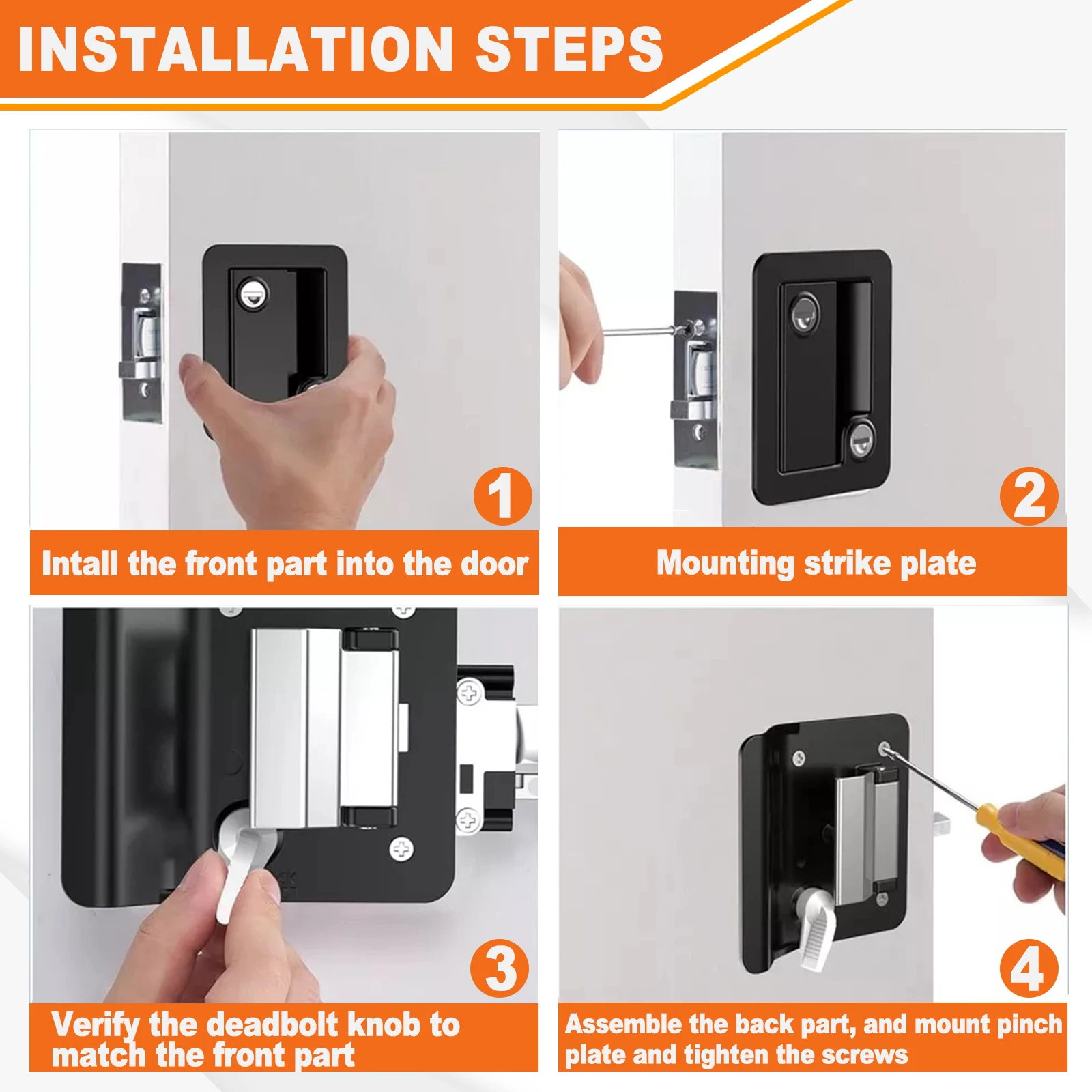 Cerradura puerta RV doble apertura con llave para remolque – negra - imagen 4