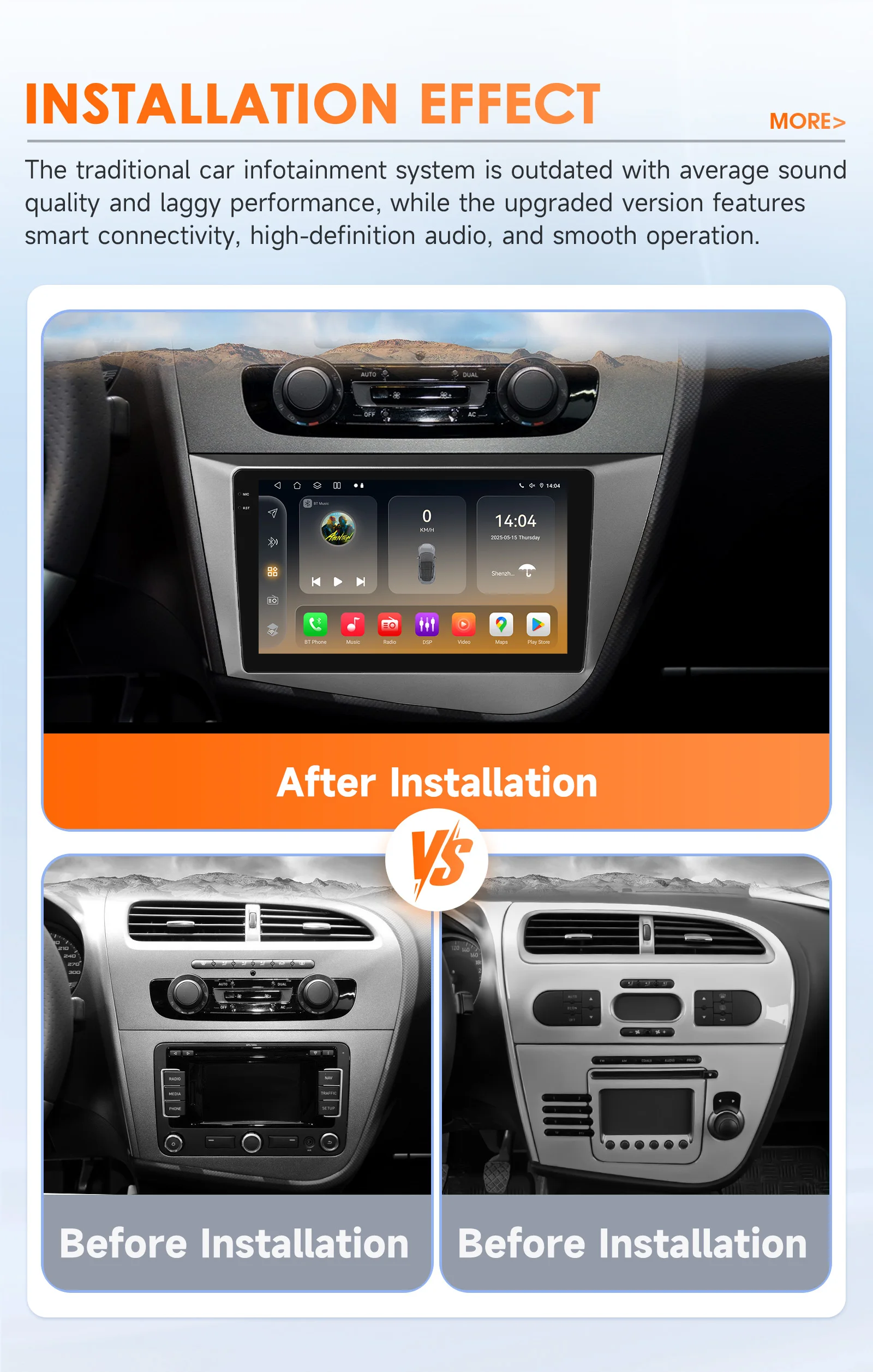 Hizpo Autoradio Android 14 2Din GPS BT para Seat León II 05-12 - imagen 2
