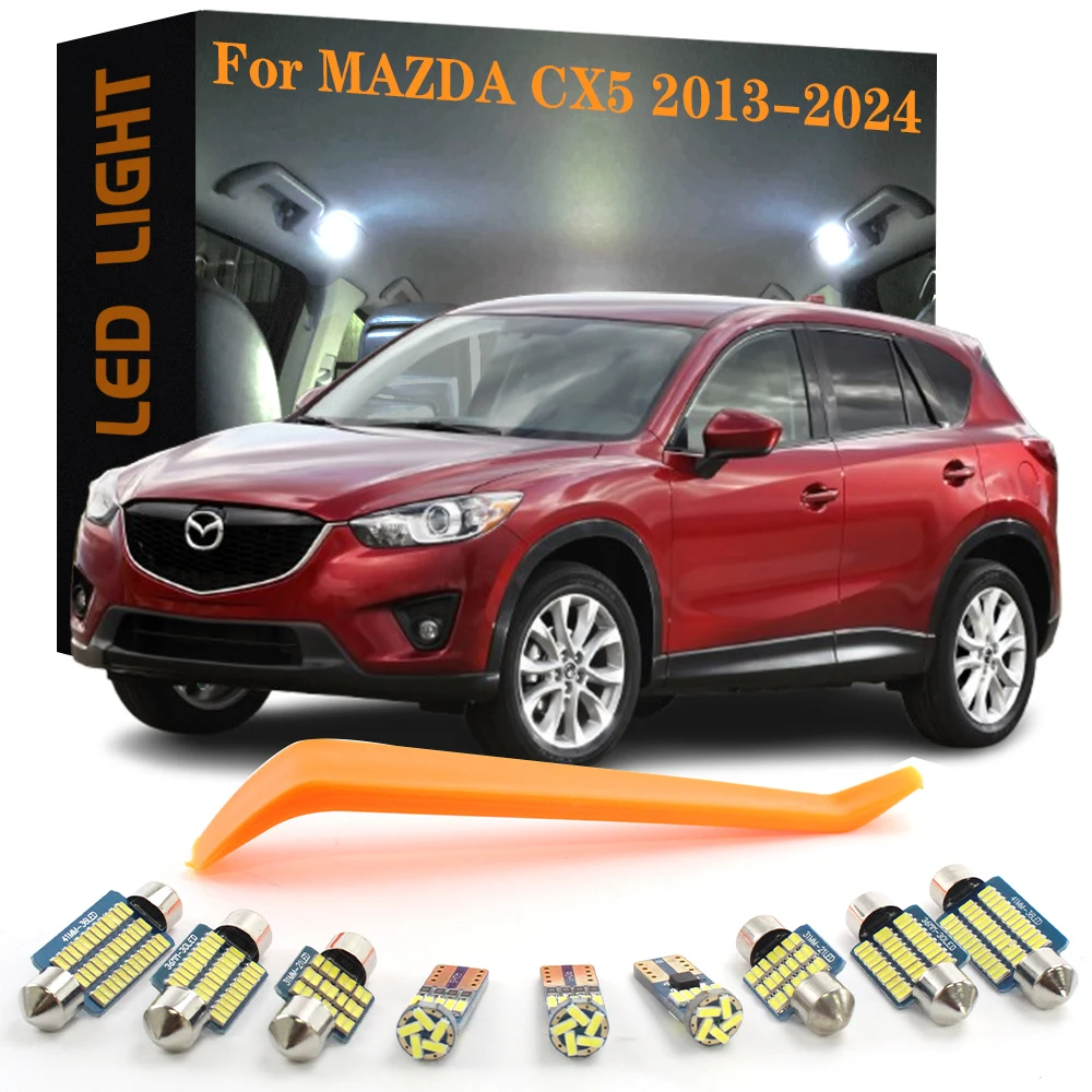 7 Uds Canbus luces interiores LED para Mazda CX5 2013-2024 sin Error accesorios de coche cúpula espejo de tocador lámparas de maletero Kit de bombillas