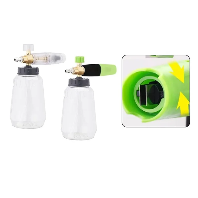 Olla de espuma para alta presión para lavadora de coches, 1L de capacidad, 1/4 ", boquilla ajustable de conexión rápida para coche y barco - imagen 2