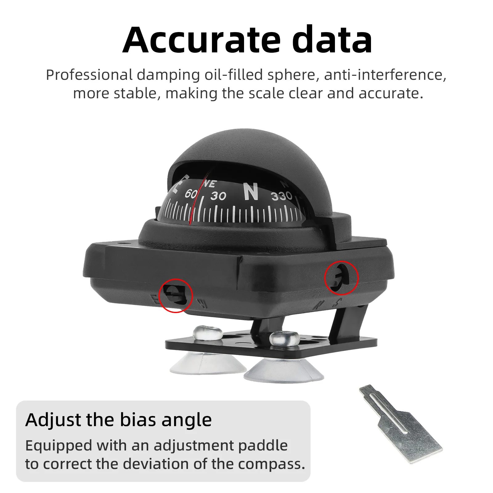 Brújula náutica impermeable de bola – regulable para coche y barco - imagen 3