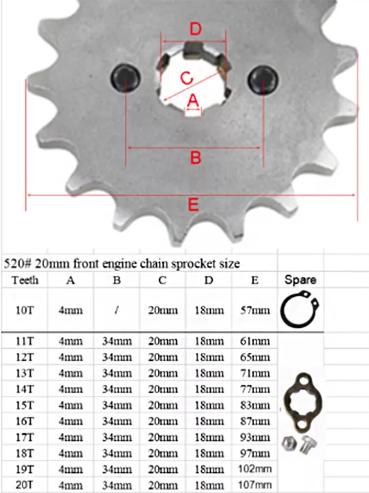 Piñón motor delantero para Honda Lifan ZongShen YCF quad pit bike - imagen 5