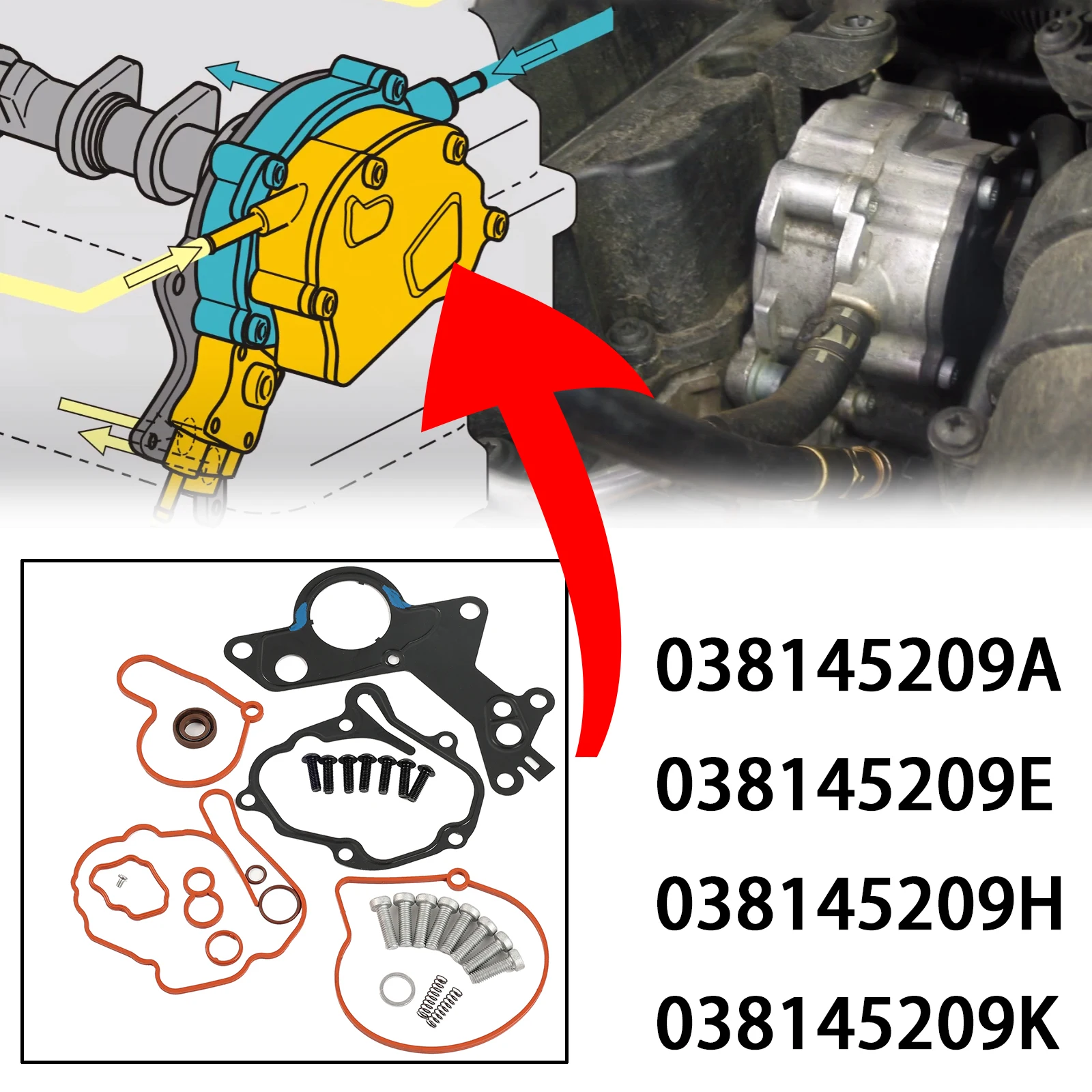 Kit de juntas de bomba tándem 038145209A Audi/VW 1.9-2.0 TDI - imagen 2