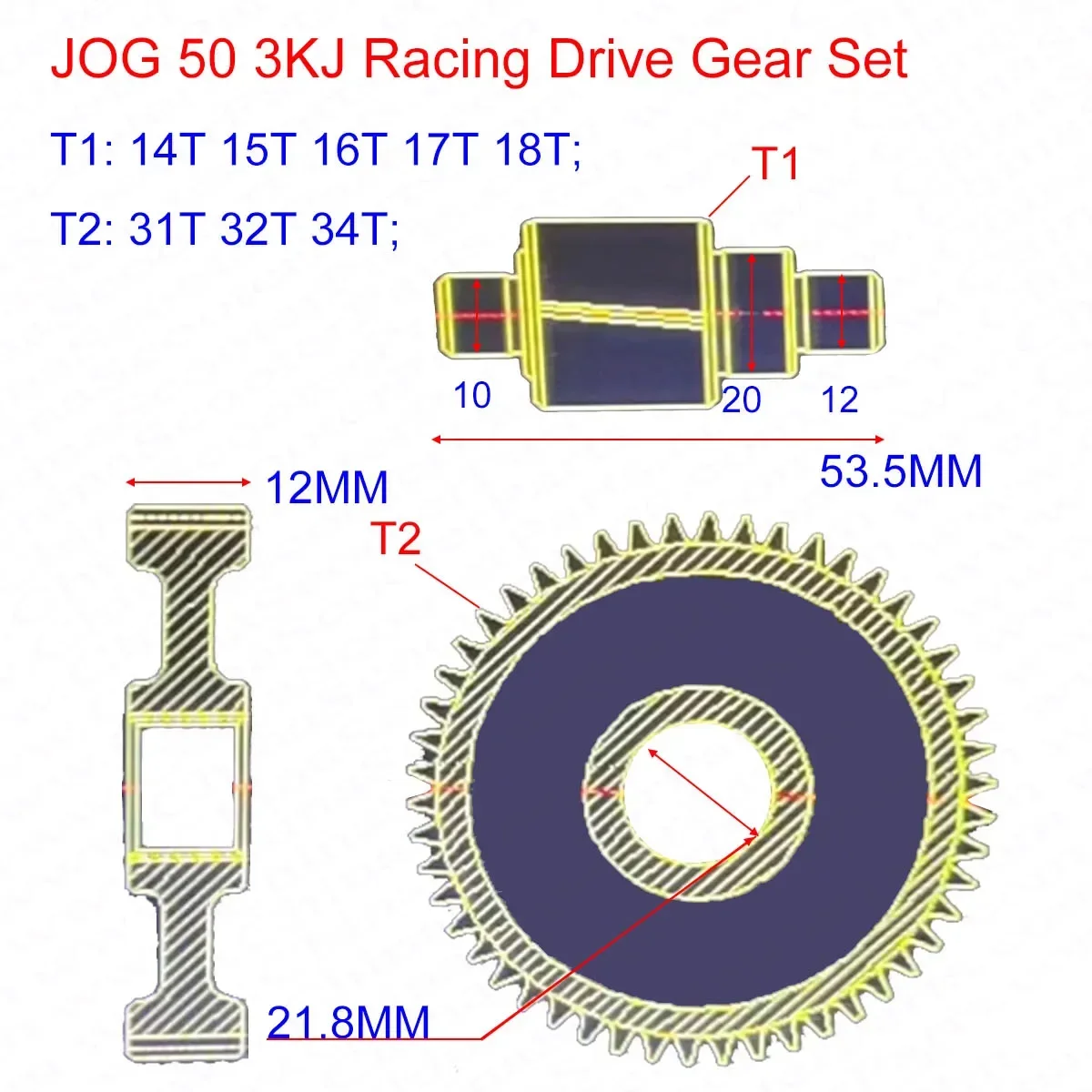Kit engranajes transmisión final racing – Yamaha Jog 50 3KJ 1E40QMB - imagen 2