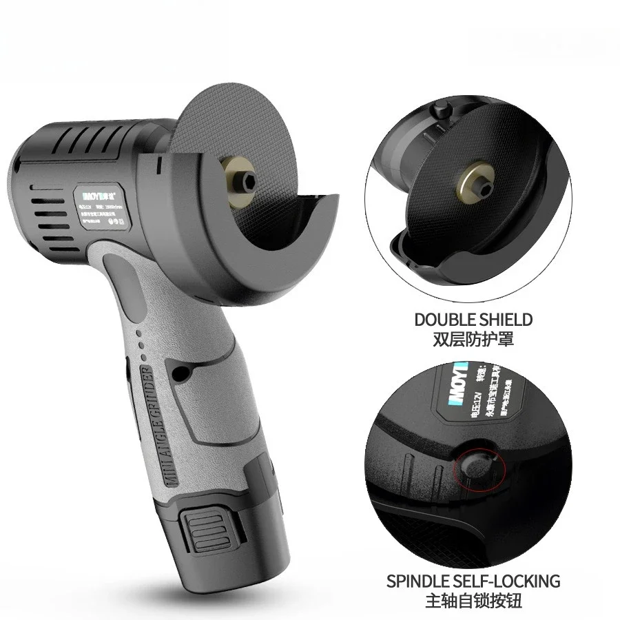 Mini amoladora angular inalámbrica 12V con batería de litio - imagen 4