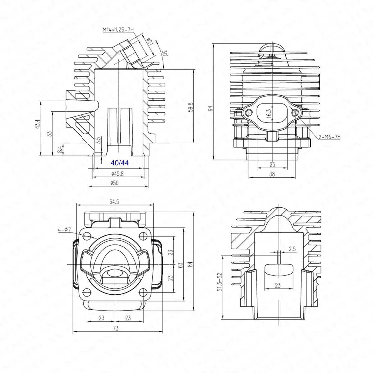 Kit de cilindro 1E40F-6/1E44F-6 para Robin NB411 2T - imagen 5