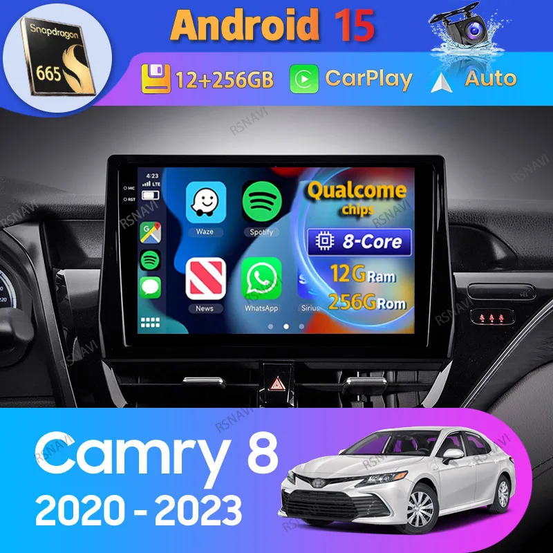 Radio Android 15 con CarPlay y Android Auto para Toyota Camry XV70
