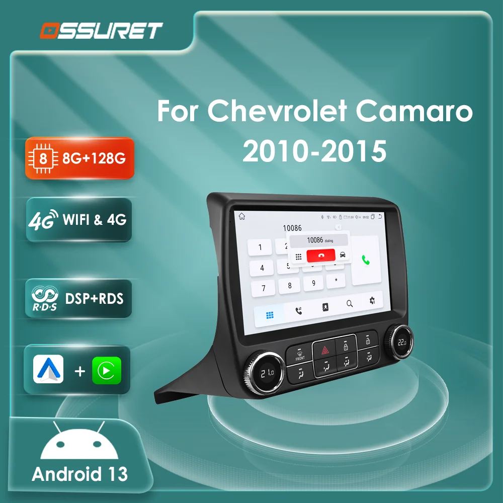 Radio 2 DIN Android 13 con CarPlay y GPS – Chevrolet Camaro 2010-2015