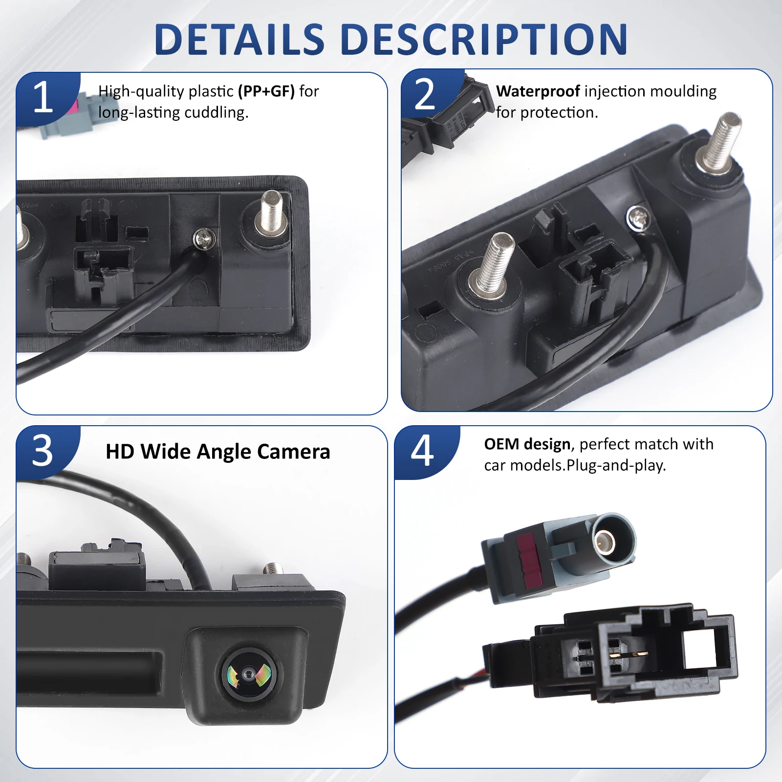 5N0827566AA 5N0827566C 8K0980551 interruptor de arranque de bloqueo de tapa de maletero con cámara de respaldo para Audi A4 A5 A6 Allroad Q3 Q5 S3 S5 - imagen 3
