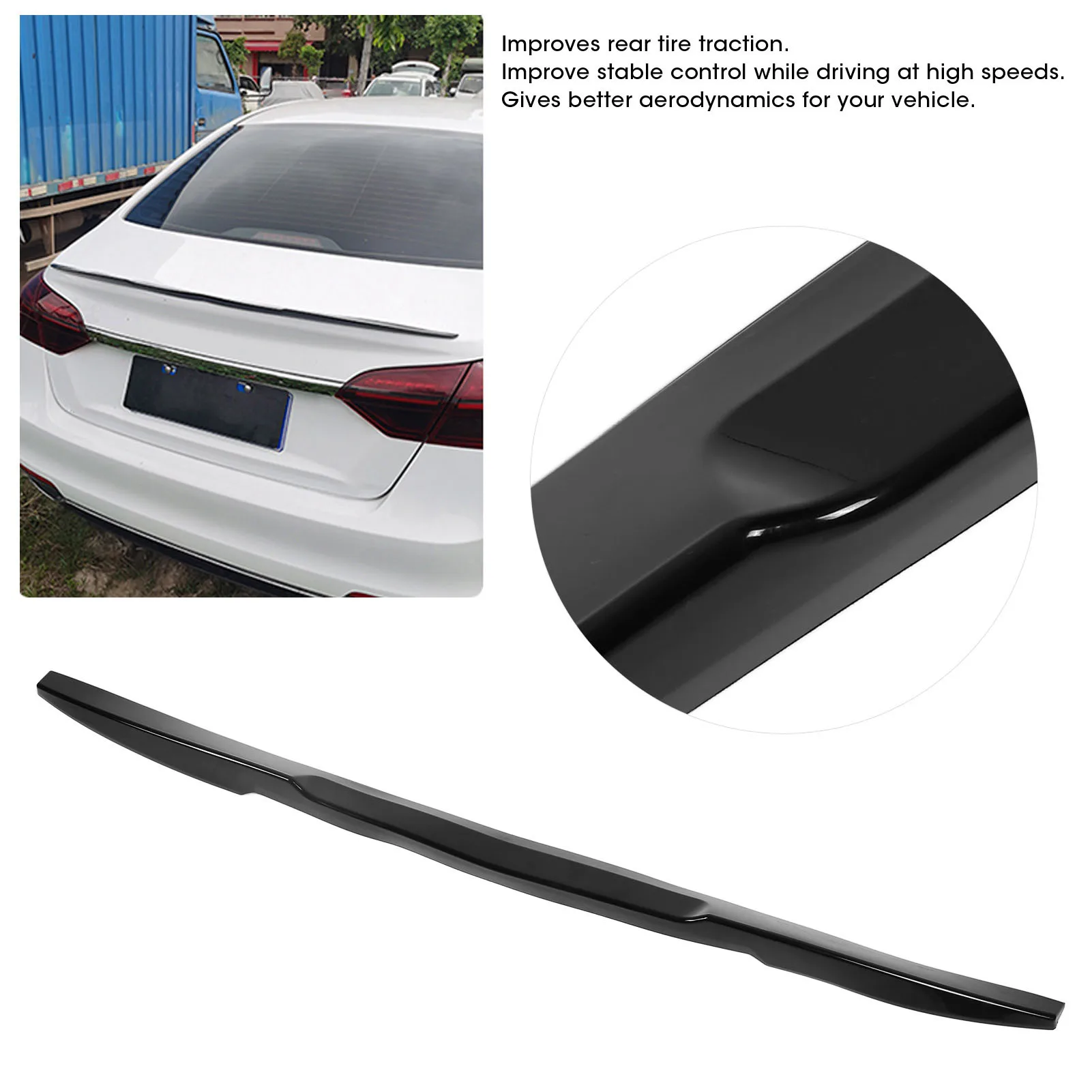 Alerón trasero de goma universal negro – deflector de maletero deportivo - imagen 4