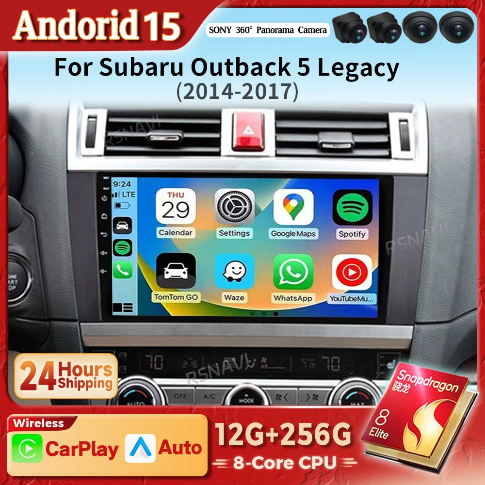 Radio 2 DIN Android 15 con CarPlay – Subaru Outback y Legacy 2014-2017