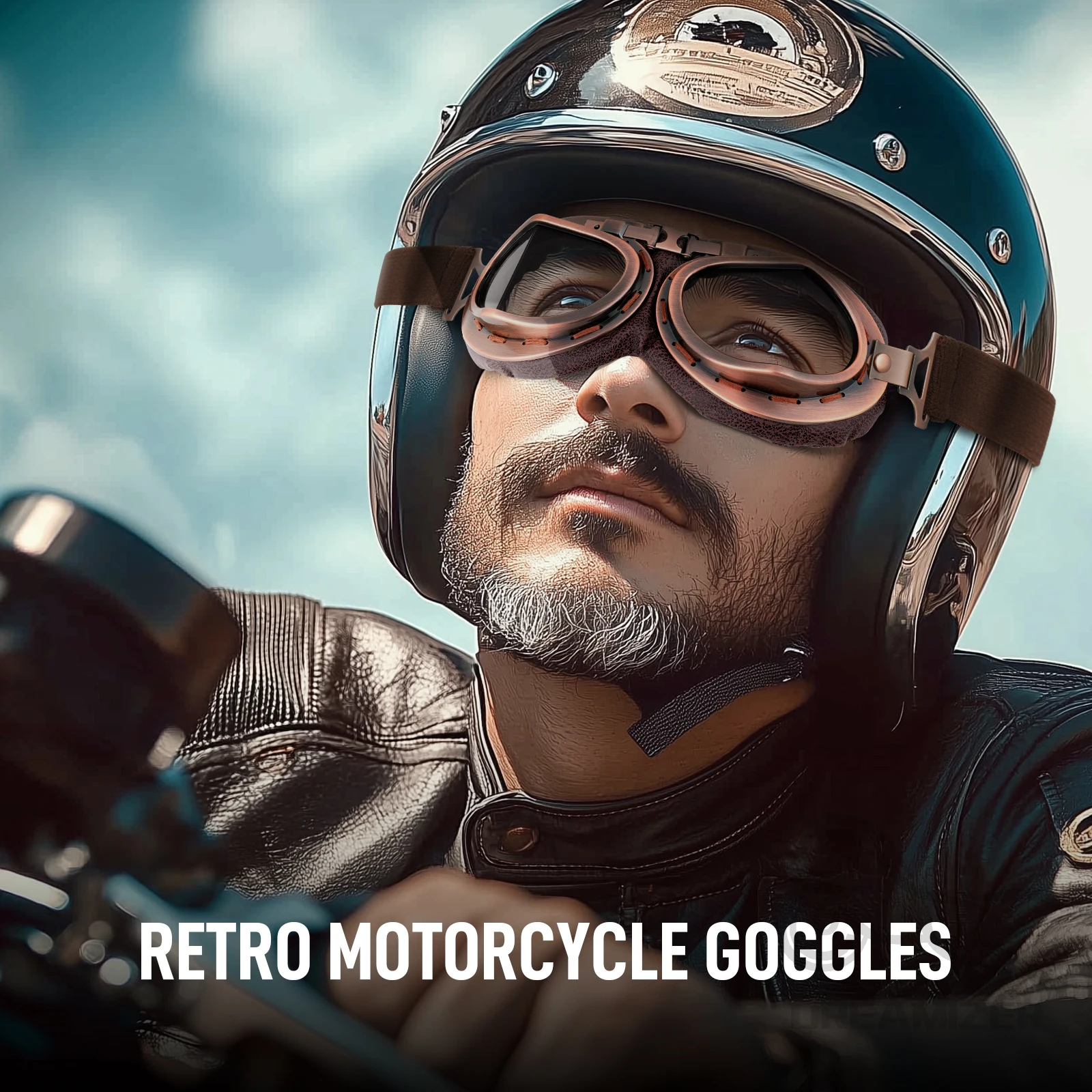 Gafas Retro para motocicleta, gafas clásicas Vintage para Harley Pilot Steampunk Bike, equipos para casco de cobre - imagen 3