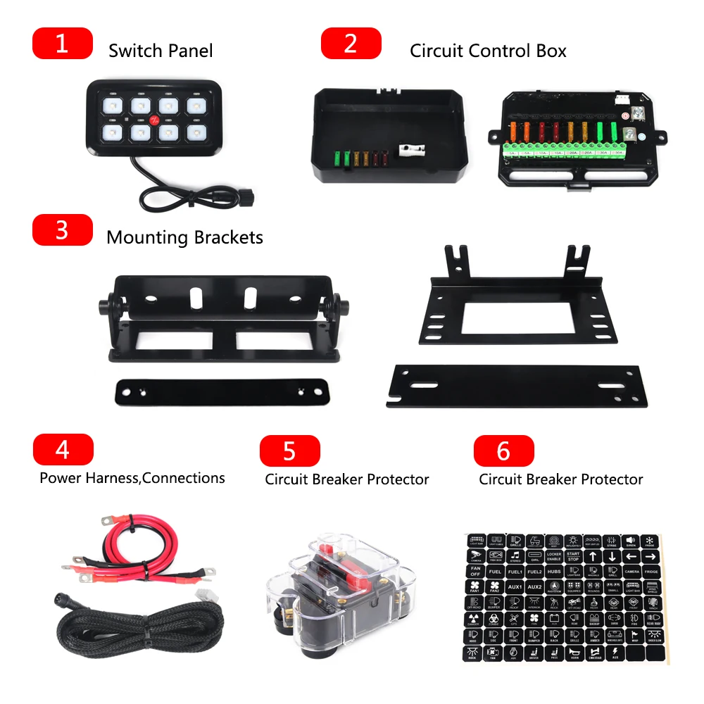 Panel de interruptores LED con relés de 12 V para 4x4 y barco - imagen 2