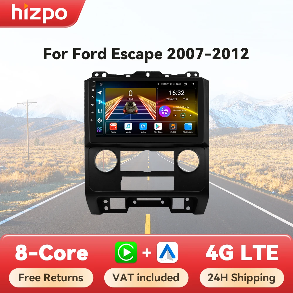 Radio 2DIN Android Hizpo con GPS y CarPlay – Ford Escape 2012