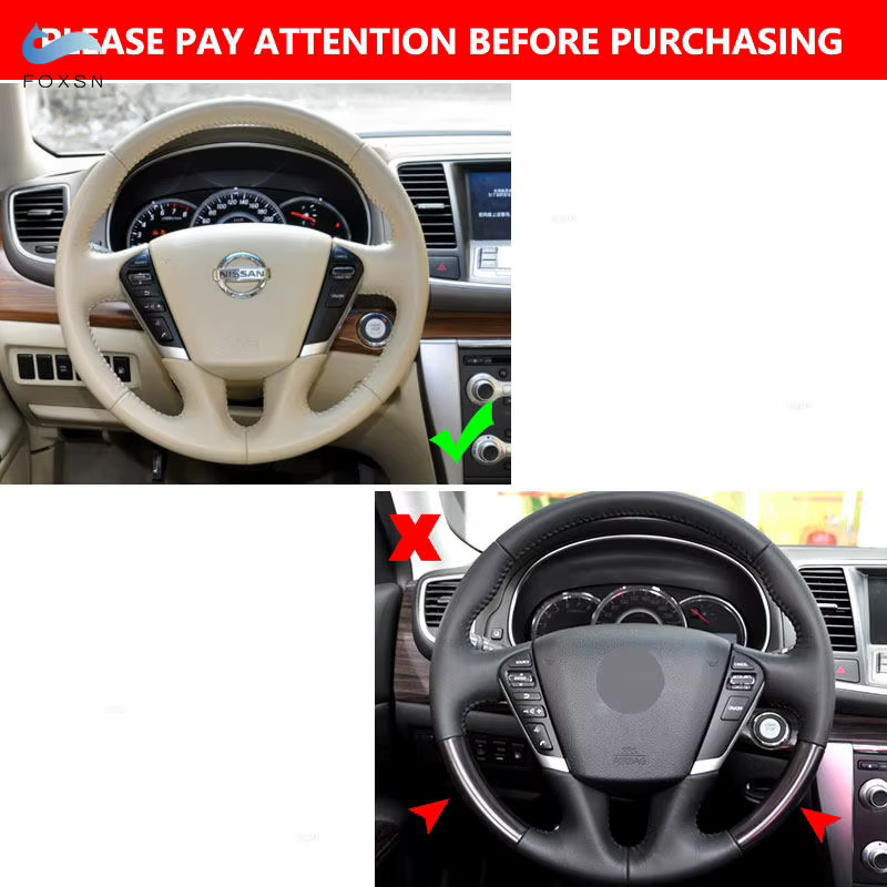 Protector trenzado FOXSN de cuero perforado para volante de coche
