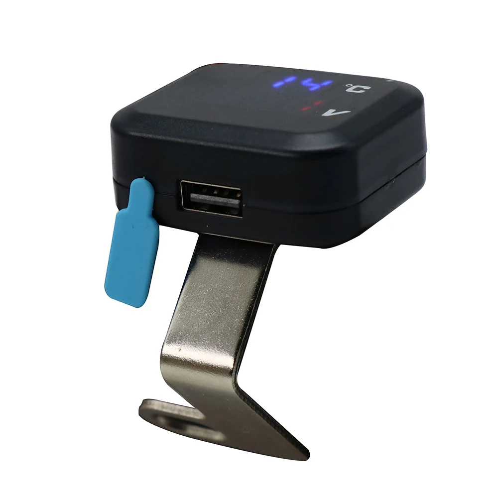 ZSDTRP Termómetro digital universal Medidor 2 en 1 Medidor de pantalla dual de temperatura de voltaje LED para motocicleta con cargador USB - imagen 5