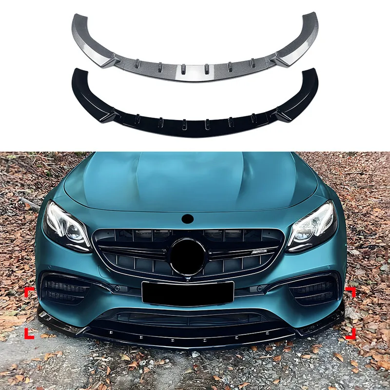 Para Mercedes Benz Clase E W213 E63 AMG 2016-2020 negro carbono coche parachoques delantero labio divisor difusor cuerpo Kit alerón embellecedor - imagen 2