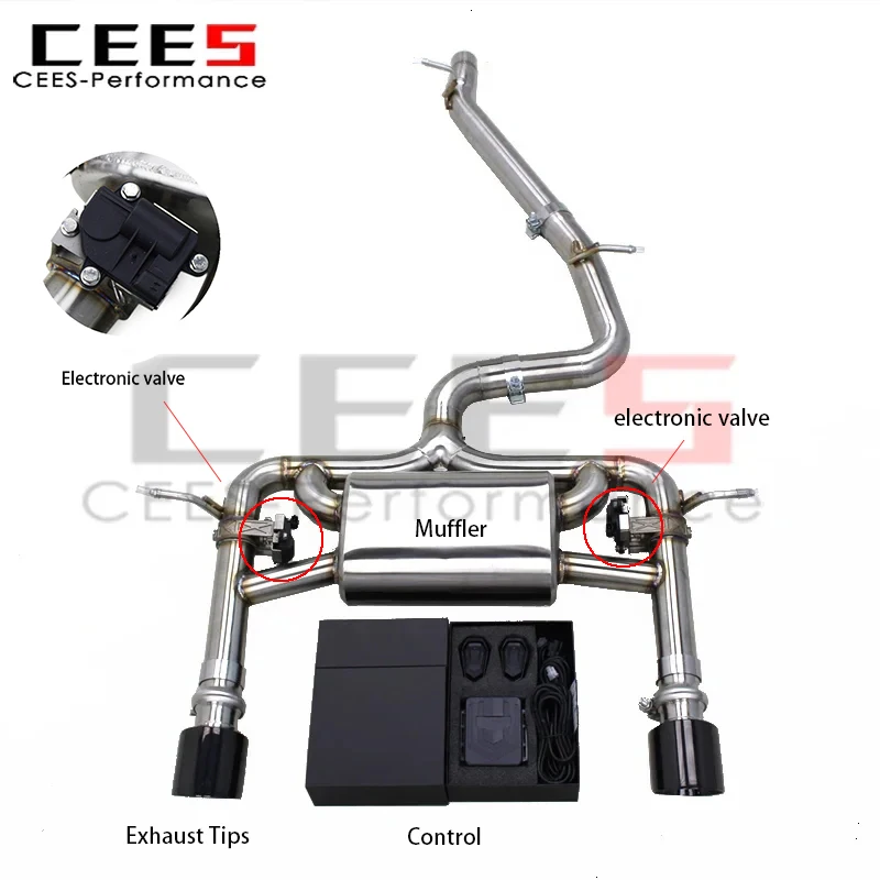 CEES Sport Valvetronic sistema de escape silenciador de tubo de coche para Audi TT TTS 2,0 T 2015-2019 versión inoxidable Ste AWD Quattro - imagen 2