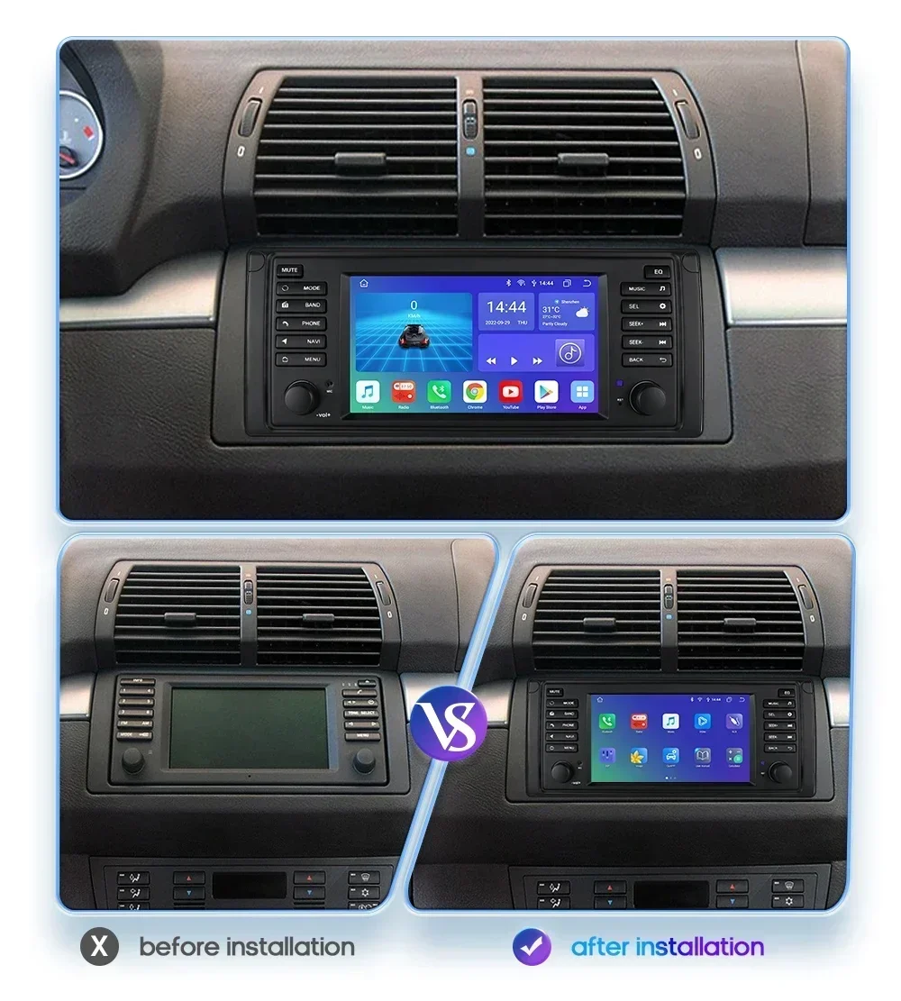 Radio Android 13 Hizpo Carplay GPS RDS para BMW E39 E53 M5 1996-2003 - imagen 2