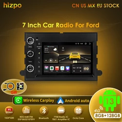 Radio 2 DIN Android 13 Hizpo con GPS para Ford F-150 y Mustang