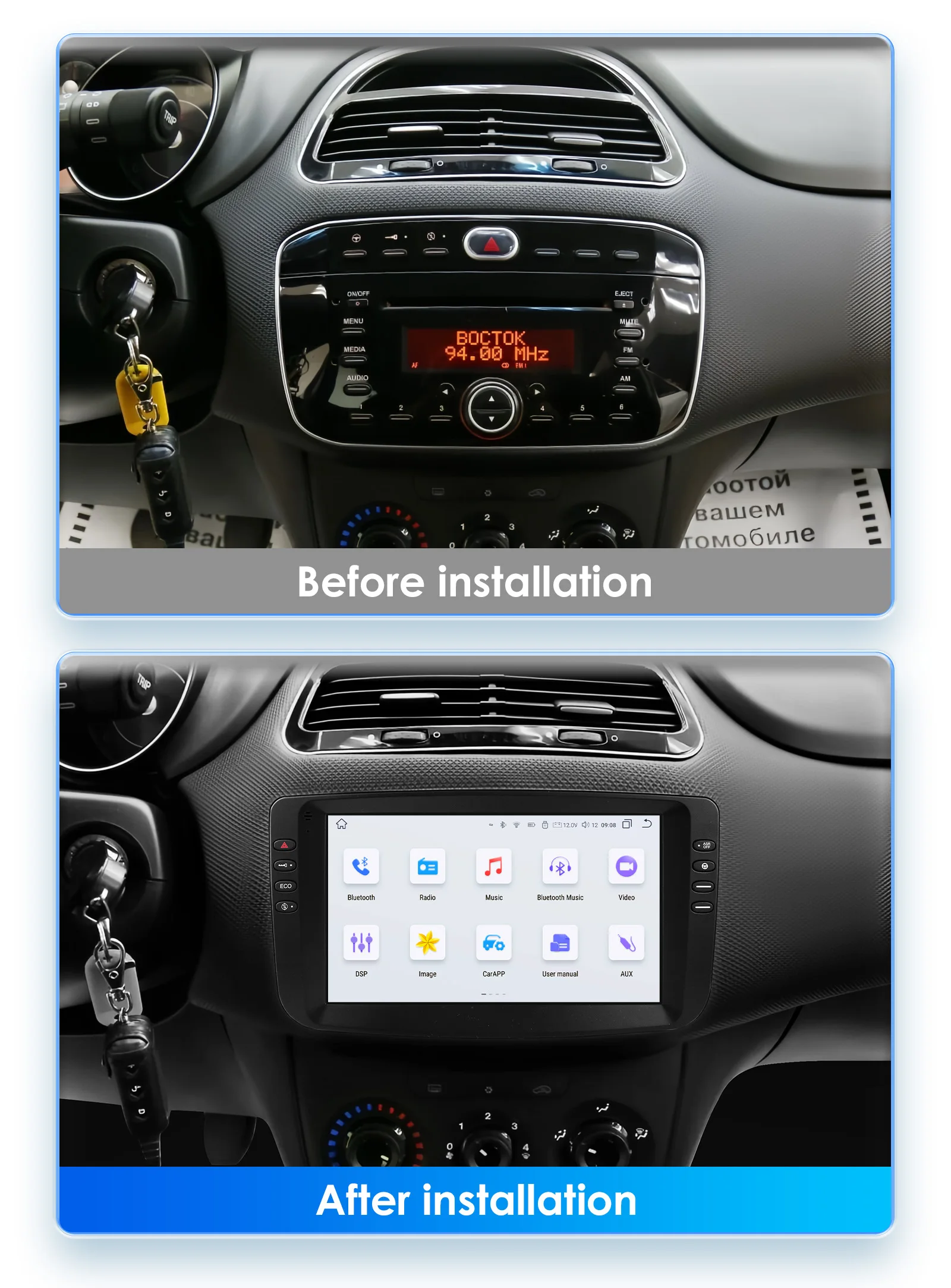 Autoradio 2DIN Android 13 Fiat Linea Punto Evo 2012-2015 GPS Carplay - imagen 2
