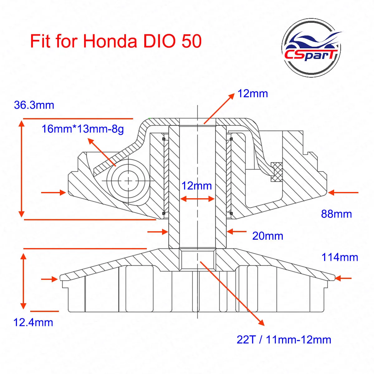 Kit variador scooter Honda Dio 50 AF18, AF24 y AF27 - imagen 4