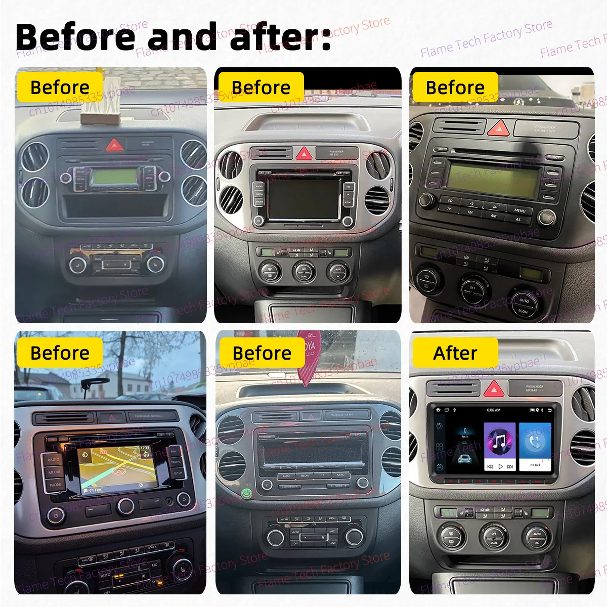 Radio Android 2 DIN con CarPlay y GPS para VW Golf Plus y Tiguan - imagen 2