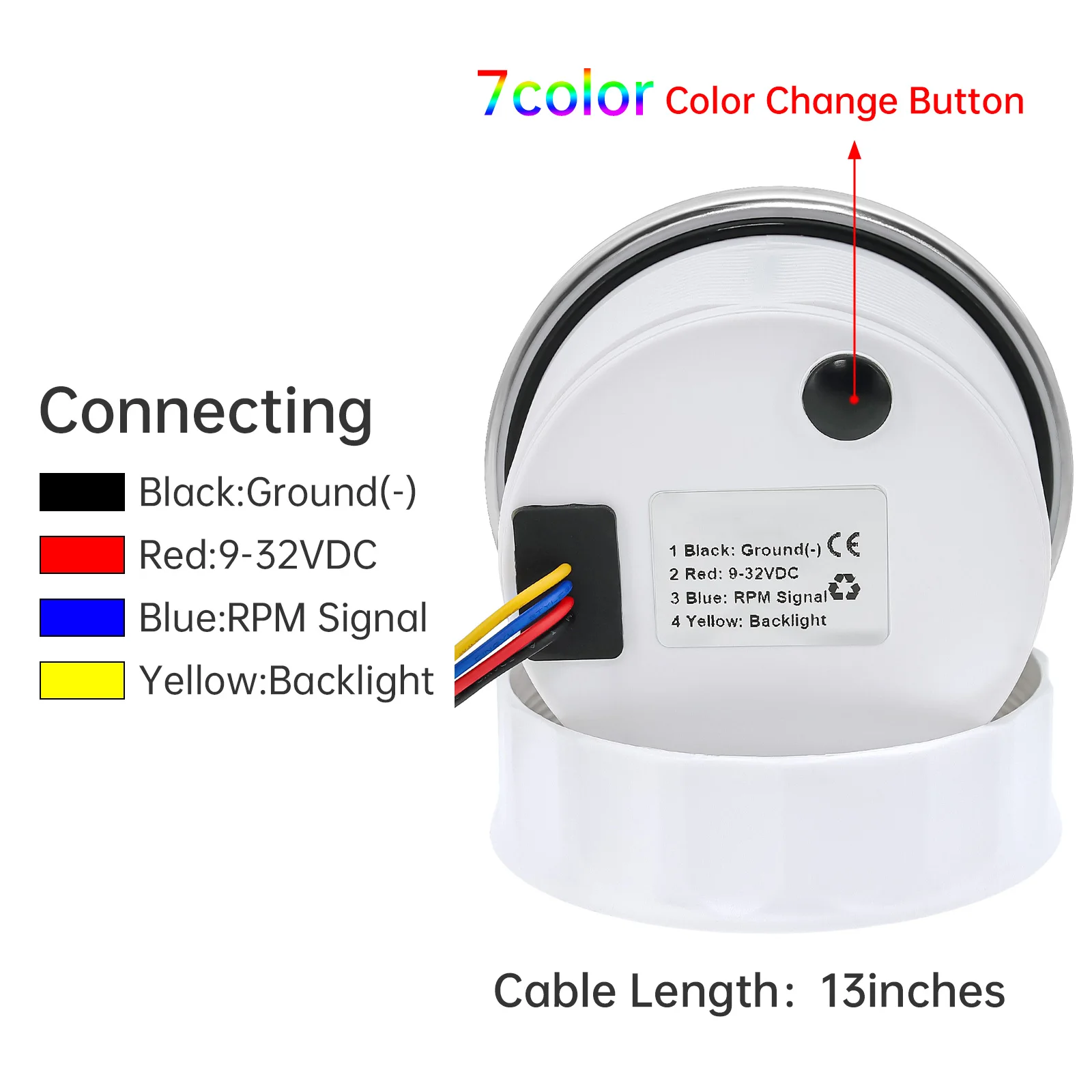 Tacómetro digital LED 85mm 7 colores para coche, moto y barco - imagen 2