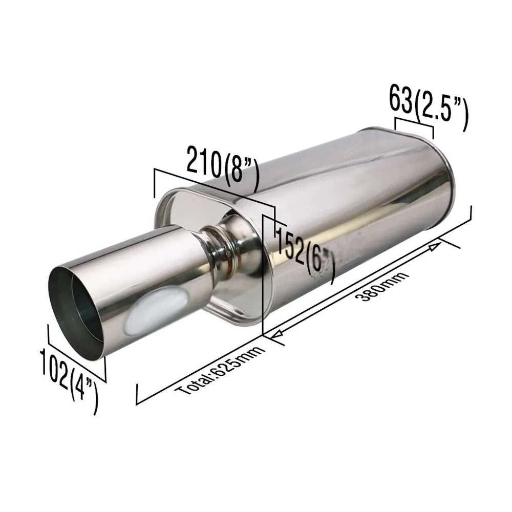 Silenciador Deportivo Alto Flujo Acero Inox 2,5"-4" - imagen 2
