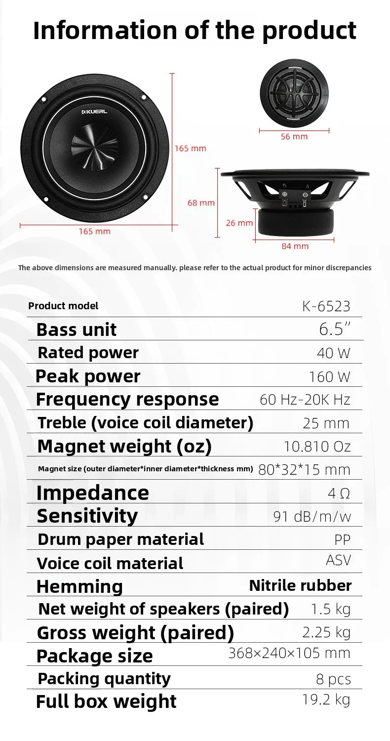 Altavoz delantero - vista frontal