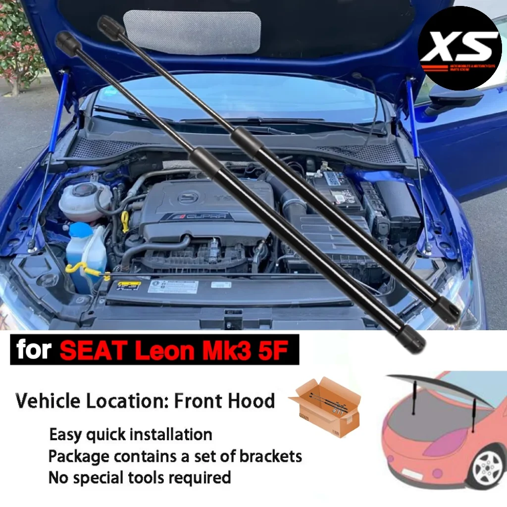 Puntales gas capó SEAT Leon MK3 5F 2012-2020 fibra carbono - imagen 2