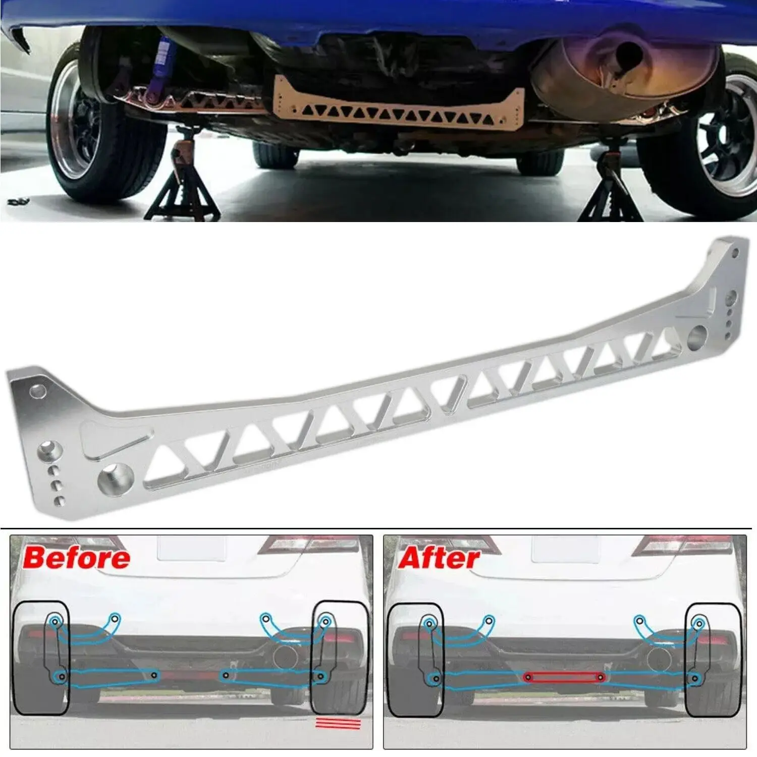 F7 Billet, brazo inferior trasero y soporte de subchasis Honda Civic EK - imagen 3