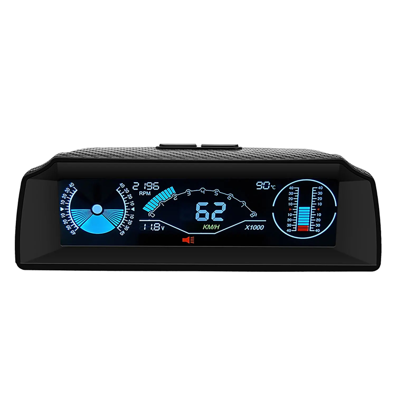 Pantalla frontal OBD X90: velocidad, pendiente y temperatura del agua