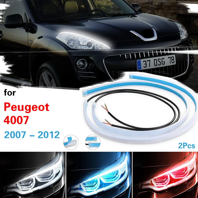 Tira LED de luz diurna flexible 12 V para Peugeot 4007